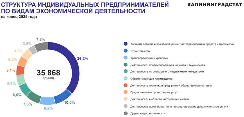 В Калининградской области за год стало на 7,6% больше индивидуальных предпринимателей